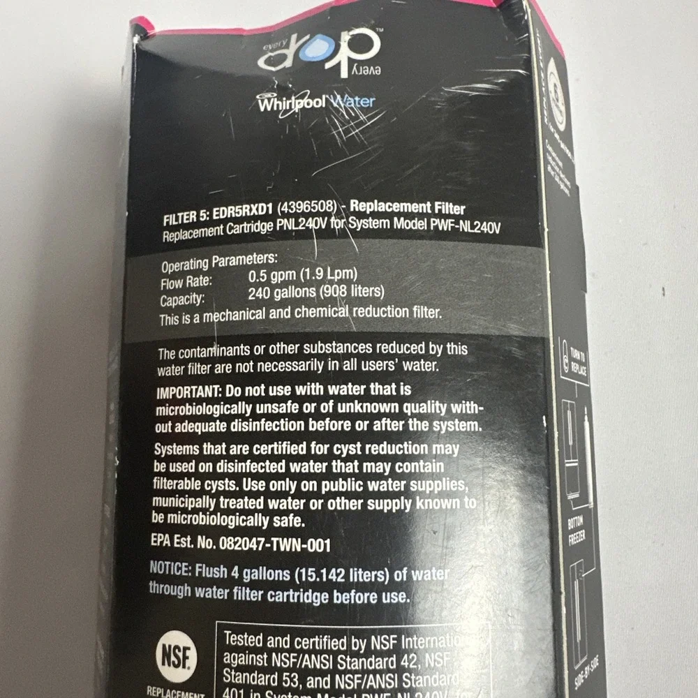 EveryDrop Whirlpool Refrigerator Ice & Water Filter 5 EDR5RXD1 NIP Genuine NEW